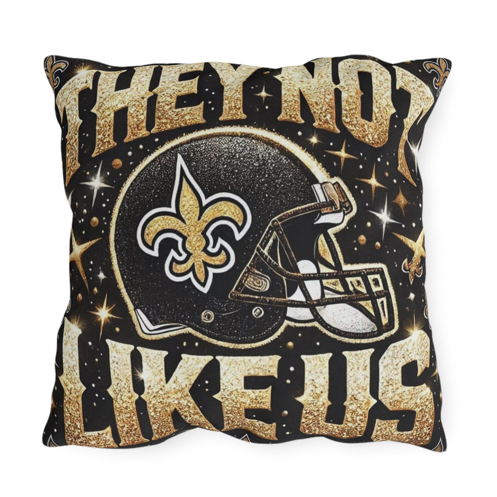 New Orleans Saints Decorative Outdoor Pillow — "They're Not Like Us" Football Helmet Design