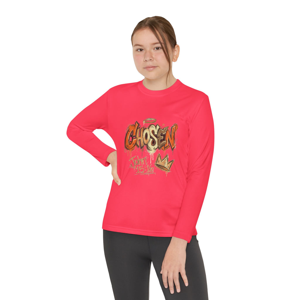 Youth Long Sleeve Tee — "Chosen" Graffiti Christian Shirt (John 15:16)