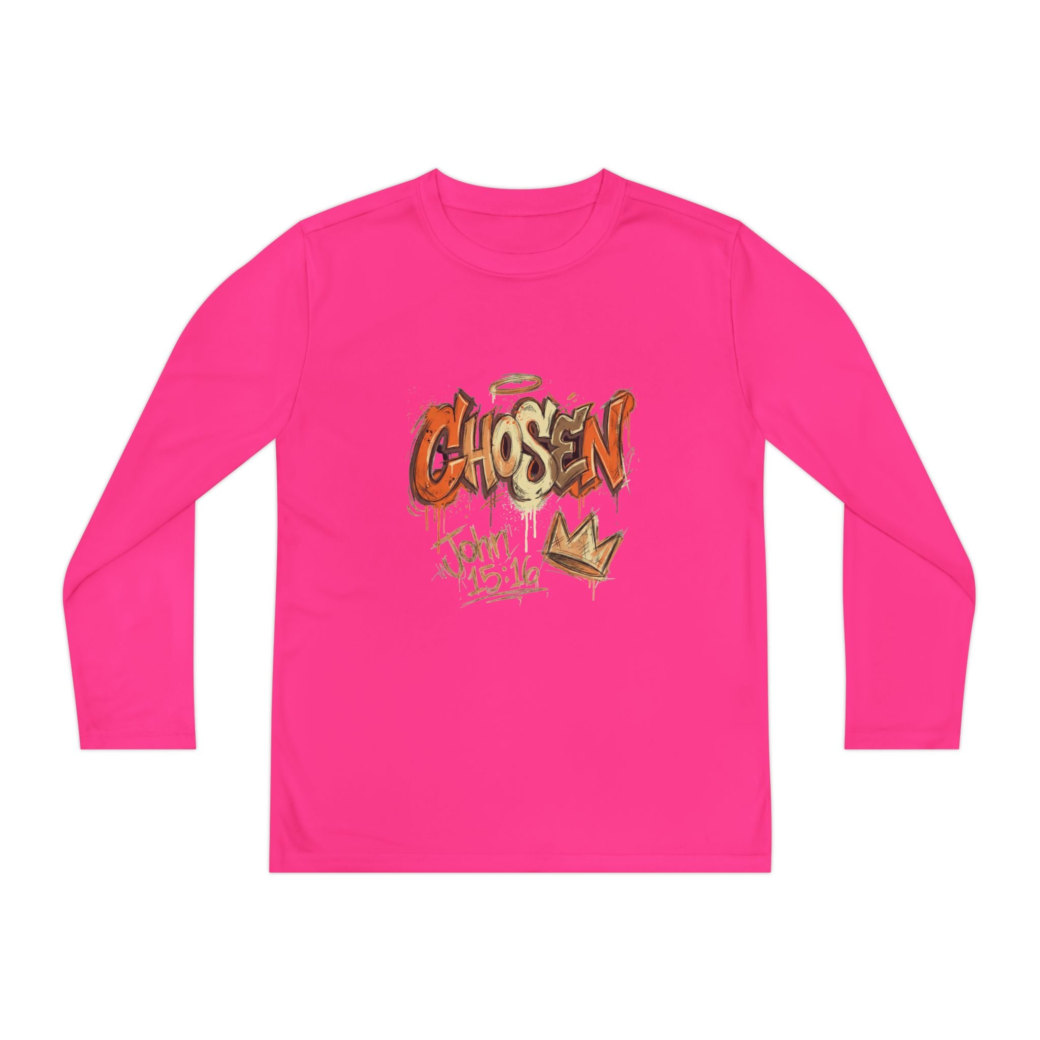 Youth Long Sleeve Tee — "Chosen" Graffiti Christian Shirt (John 15:16)