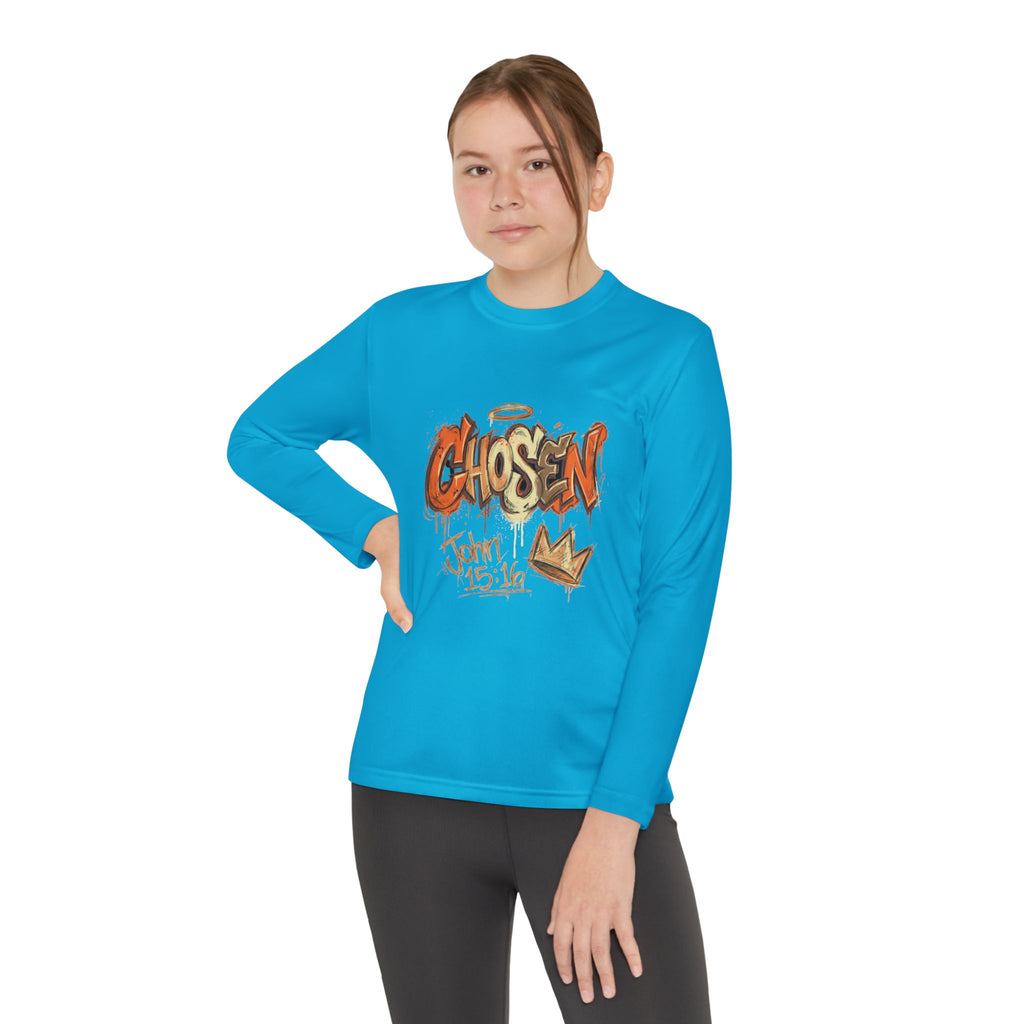 Youth Long Sleeve Tee — "Chosen" Graffiti Christian Shirt (John 15:16)