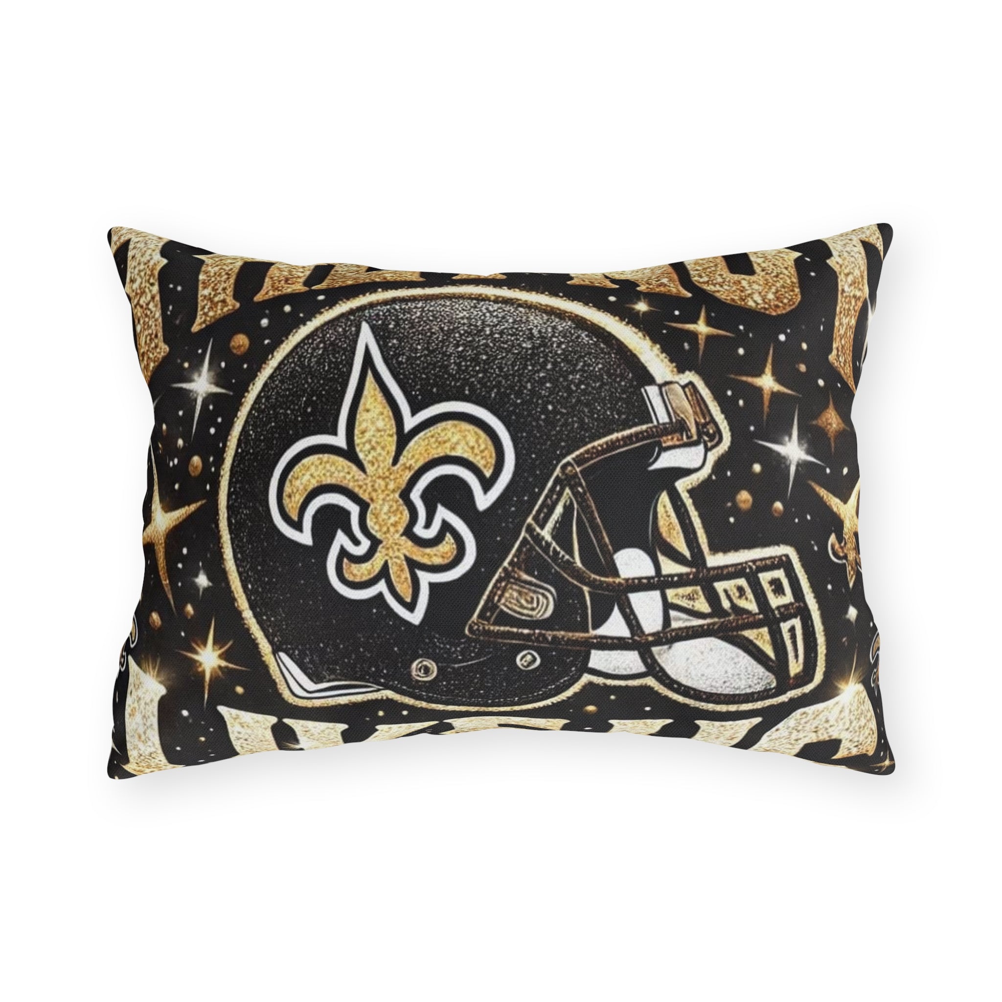 New Orleans Saints Decorative Outdoor Pillow — "They're Not Like Us" Football Helmet Design