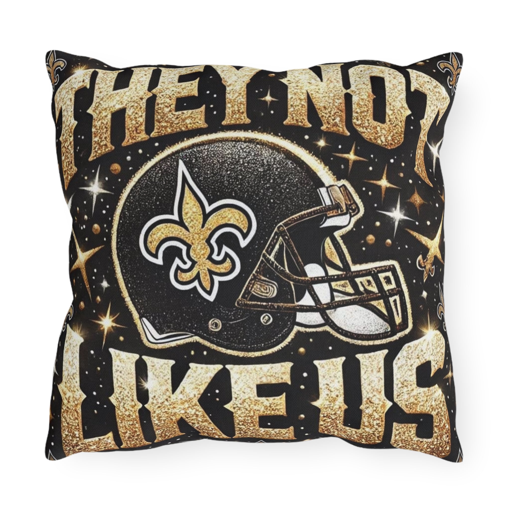New Orleans Saints Decorative Outdoor Pillow — "They're Not Like Us" Football Helmet Design