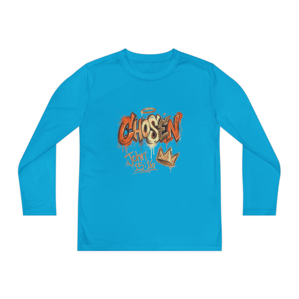 Youth Long Sleeve Tee — "Chosen" Graffiti Christian Shirt (John 15:16)