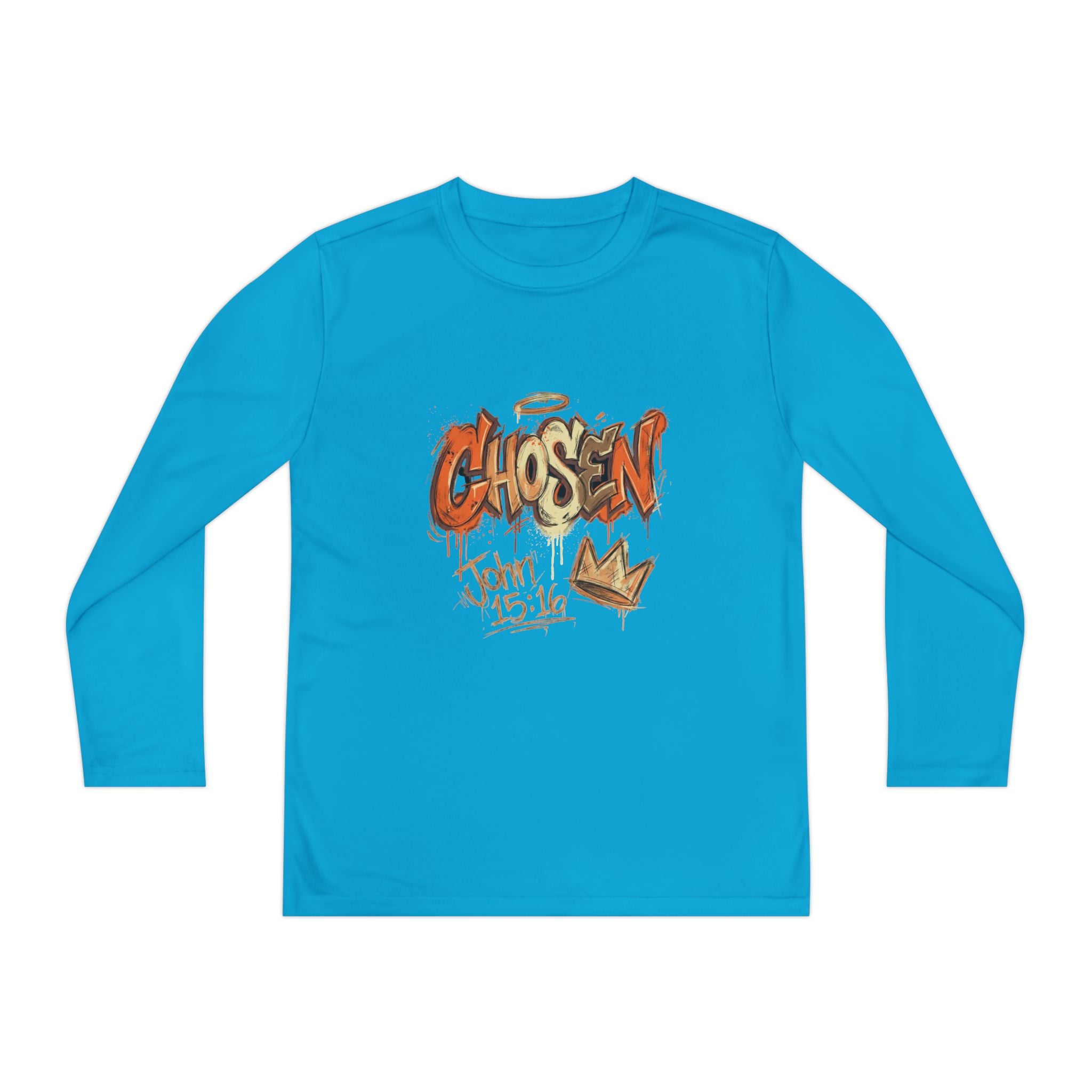 Youth Long Sleeve Tee — "Chosen" Graffiti Christian Shirt (John 15:16)