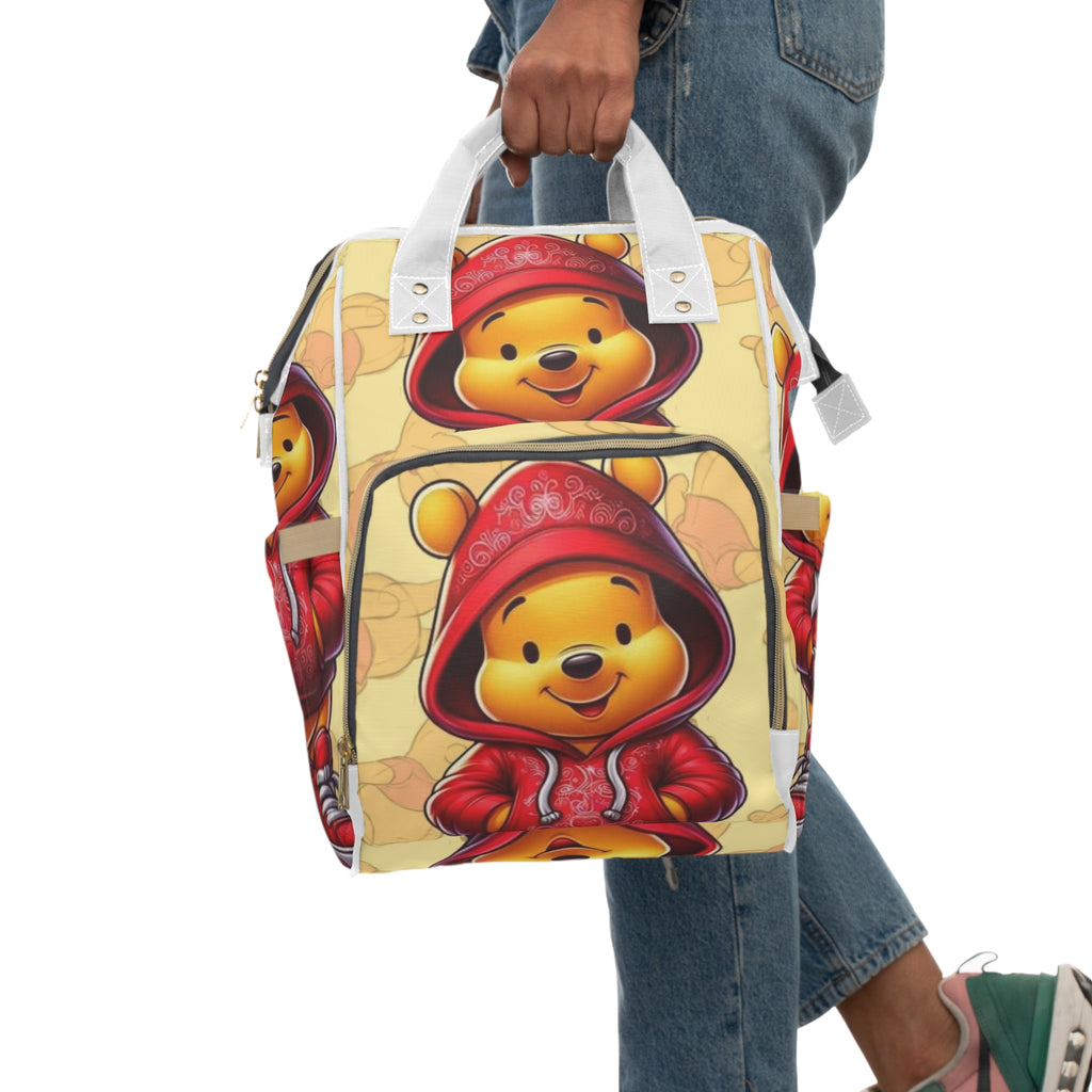 Winnie Hoodie Diaper Backpack – Cute Cartoon Baby Bag for Moms & Dads