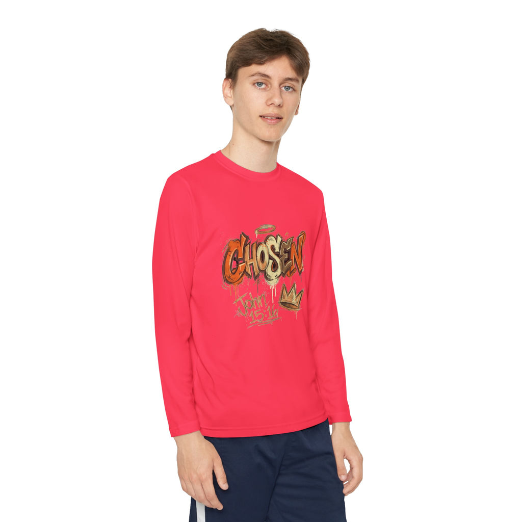 Youth Long Sleeve Tee — "Chosen" Graffiti Christian Shirt (John 15:16)