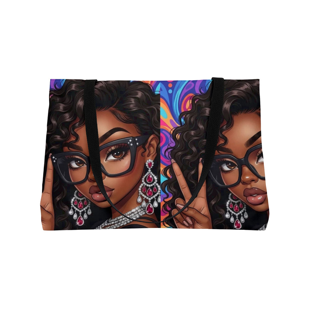 Weekender Tote Bag — Afro Chic Girl Peace Sign Printed Beach & Travel Tote