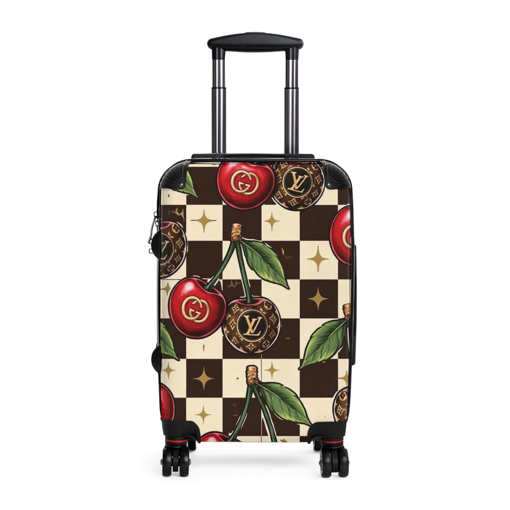 Designer Cherry Check Suitcase – Luxury Retro Cherry Luggage