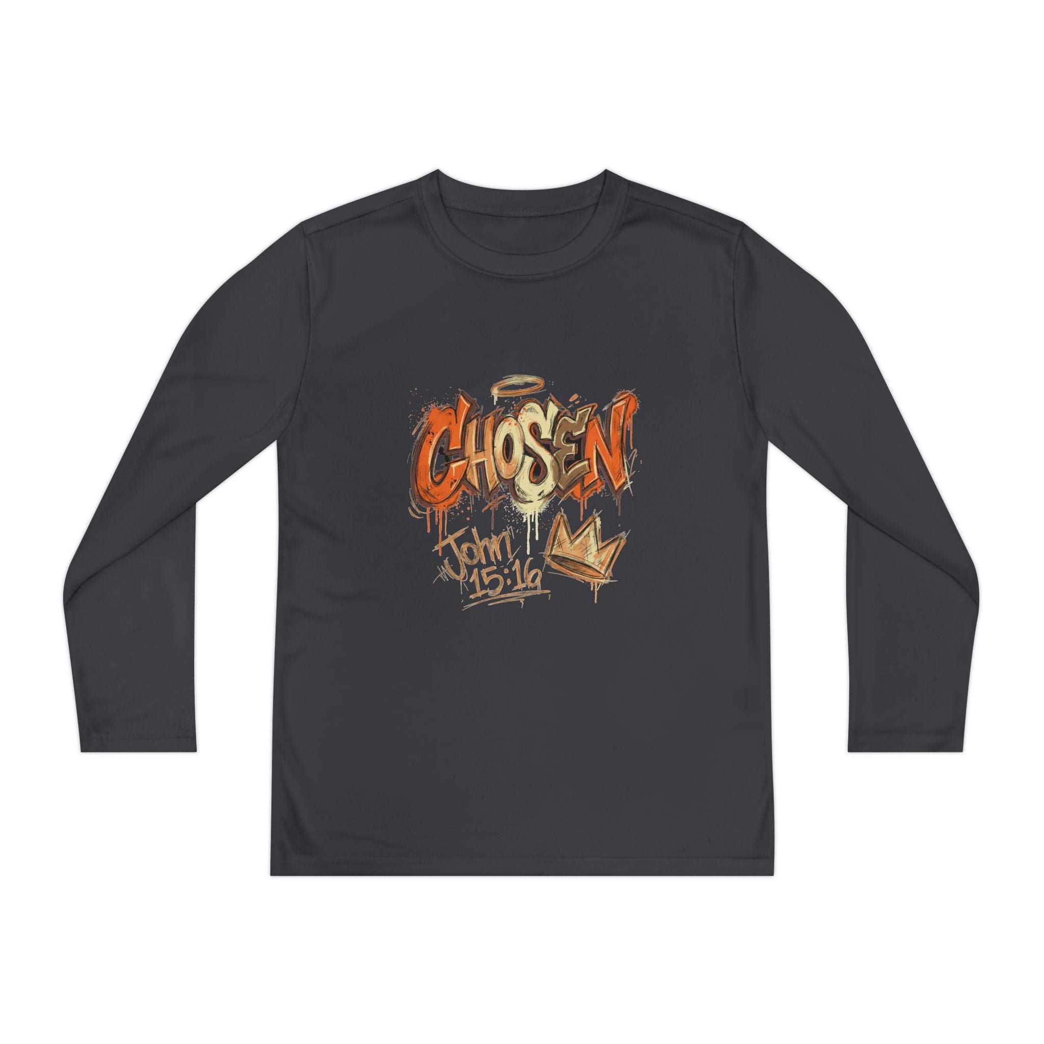 Youth Long Sleeve Tee — "Chosen" Graffiti Christian Shirt (John 15:16)