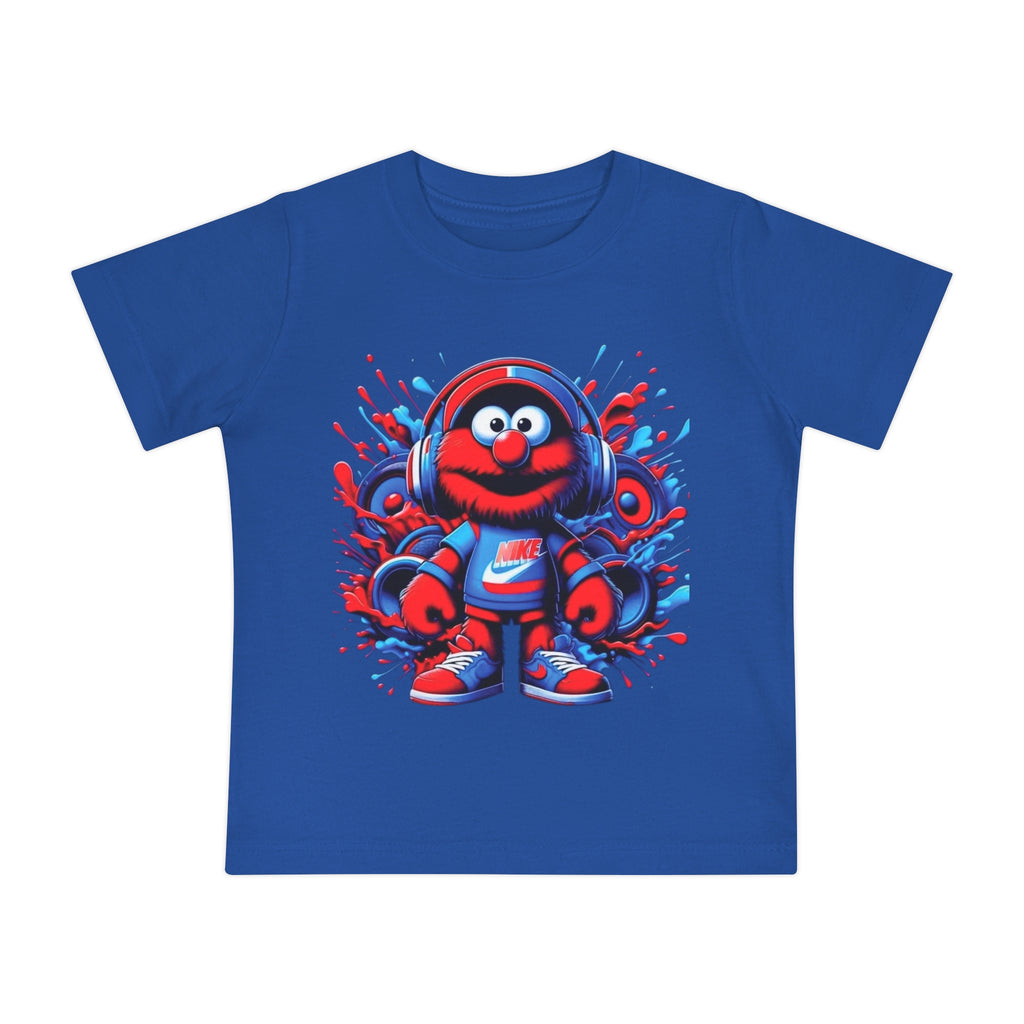 Baby T-Shirt — Cute Red Fuzzy Character DJ Graphic Tee for Infants