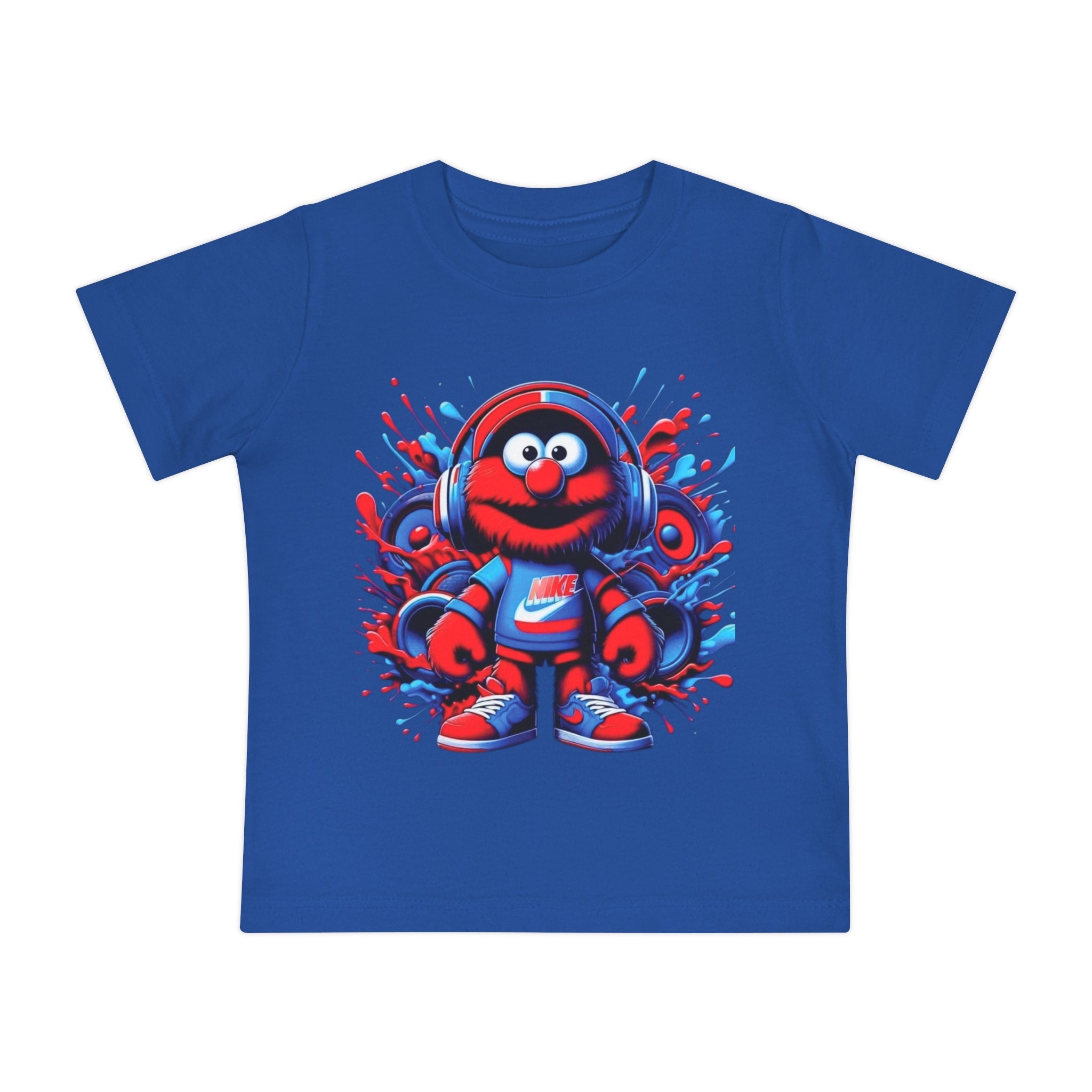 Baby T-Shirt — Cute Red Fuzzy Character DJ Graphic Tee for Infants