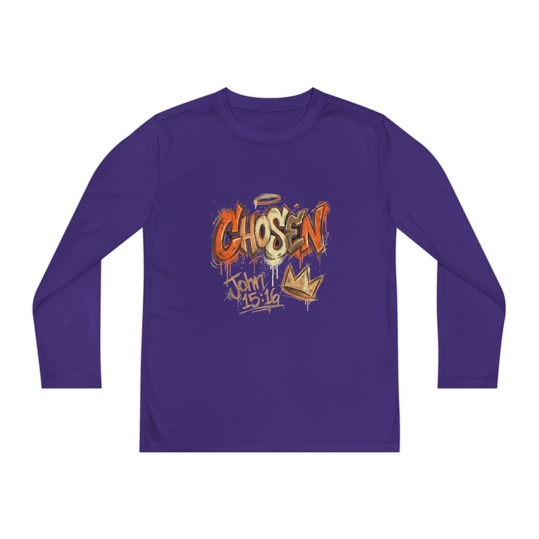 Youth Long Sleeve Tee — "Chosen" Graffiti Christian Shirt (John 15:16)