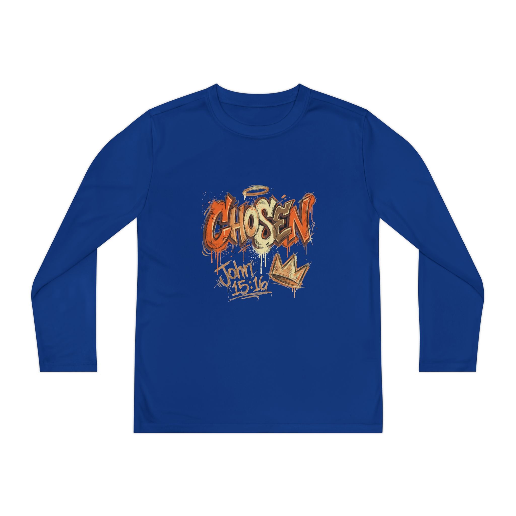 Youth Long Sleeve Tee — "Chosen" Graffiti Christian Shirt (John 15:16)