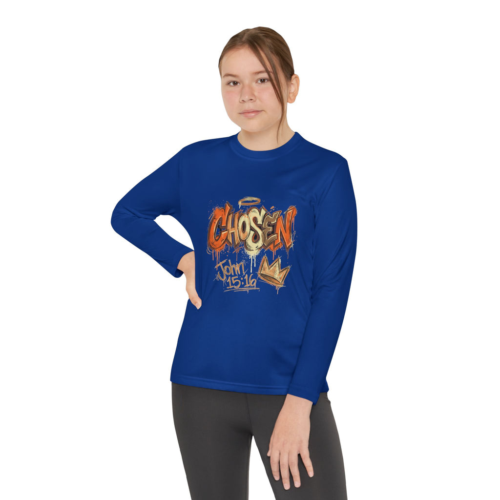 Youth Long Sleeve Tee — "Chosen" Graffiti Christian Shirt (John 15:16)