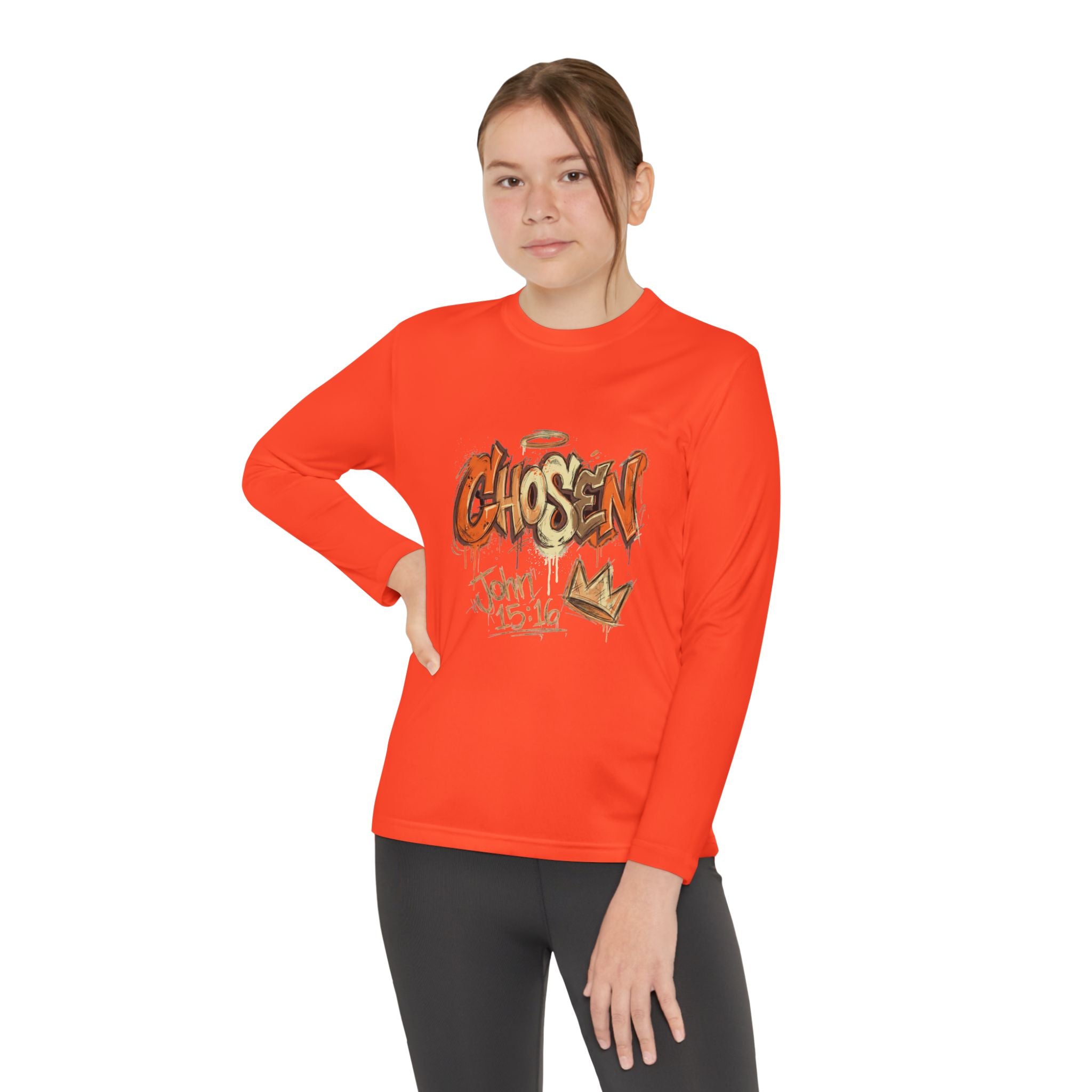 Youth Long Sleeve Tee — "Chosen" Graffiti Christian Shirt (John 15:16)