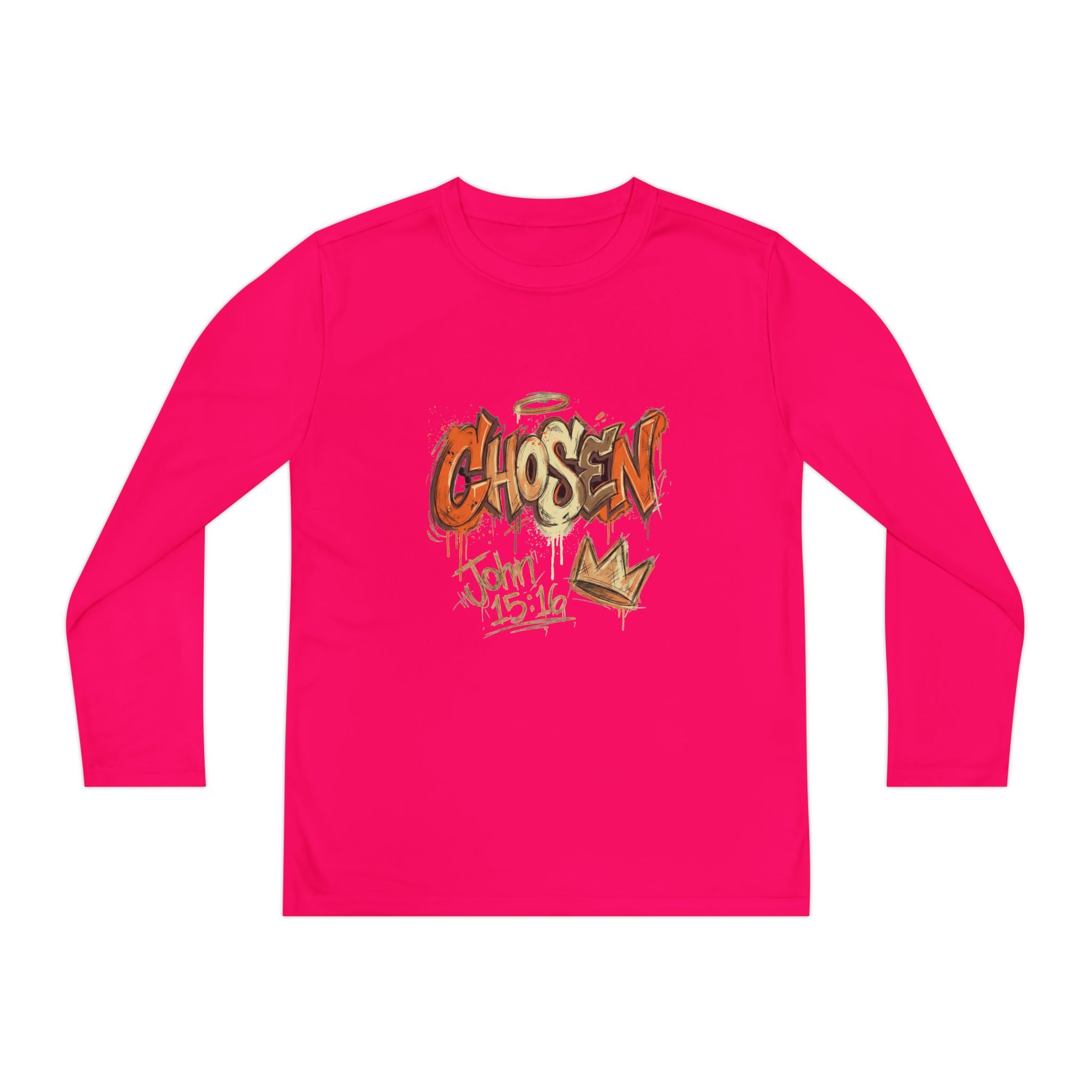 Youth Long Sleeve Tee — "Chosen" Graffiti Christian Shirt (John 15:16)